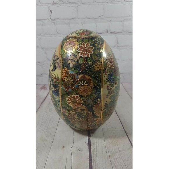 Vintage Asian Satsuma Pracock Porcelain Egg - Picture 3 of 6